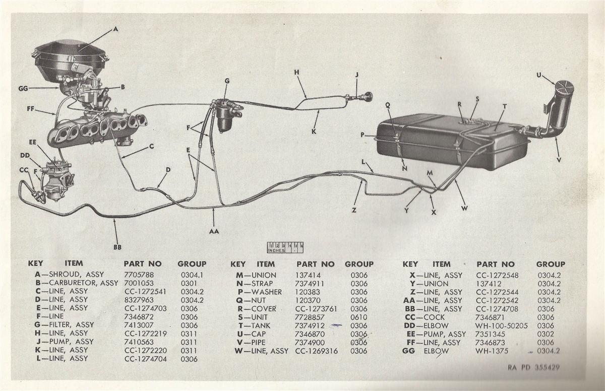 FUEL SYSTEM, M37, EXPLODED VIEW