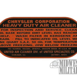 air cleaner decal