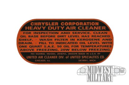 air cleaner decal