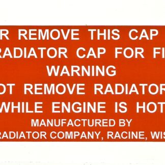Radiator Cap Warning Decal
