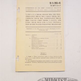 Hot Water Personnel Heater Manual, M37