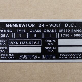data plate 24v generator