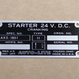 data plate 24V starter